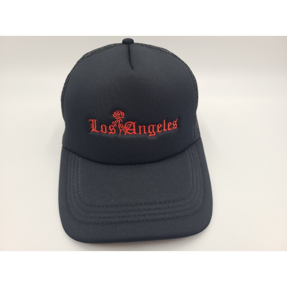 Los Angeles Script Rose Mesh Trucker Snapback Hat Cap Dad Men Women Black Red